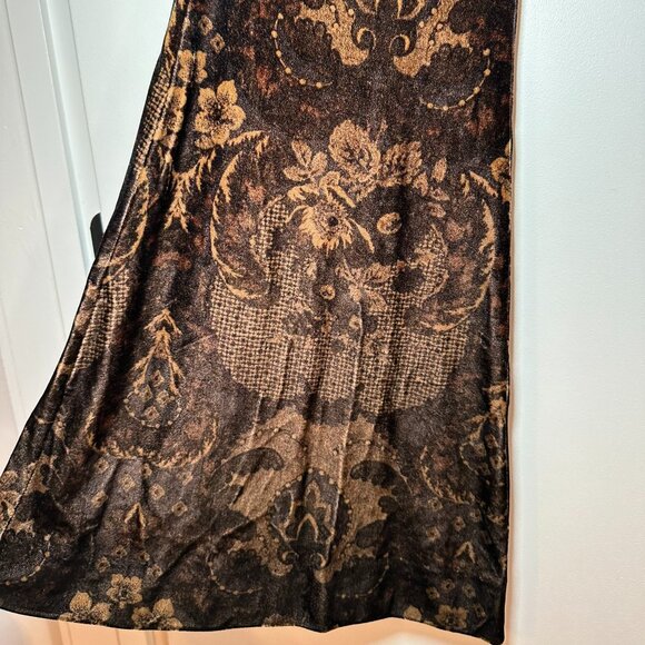 Free People Brown Velvet Flares Stretchy Boho 70s Maximal Festival Pattern Sz S - Picture 3 of 8